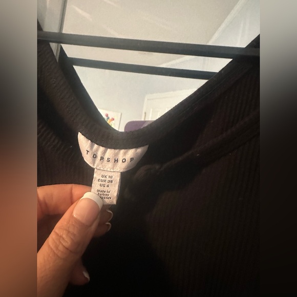 Topshop Crop Ribbed Knit Black Tank Top New Women 6 M - Picture 2 of 3